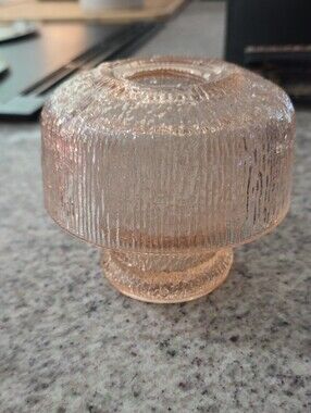 Vintage Tiara Blush Pink Ribbed Glass Fairy Lamp